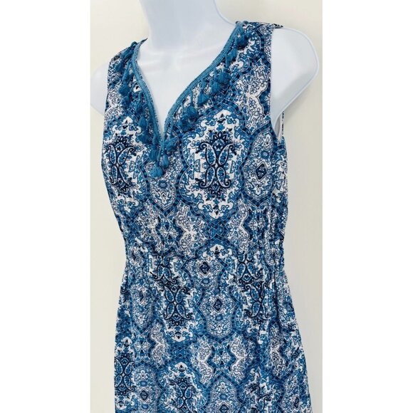 JADE Melody Tam Sleeveless Dress Blue White Paisley Size Small Lined - Picture 5 of 13